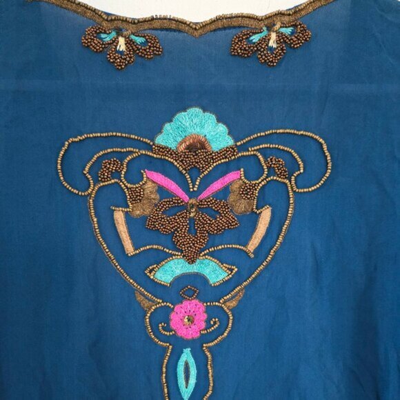 Matthew Williamson Vintage Designer Blue Shurg Vest Beaded Top‎ Medium b135 - Picture 4 of 6